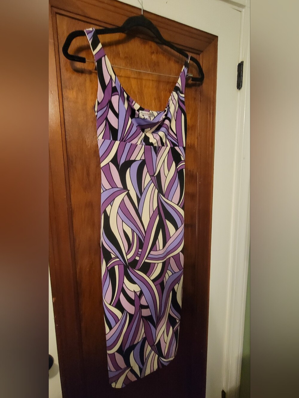 Heart Soul Purple and Cream Abstract Midi Dress